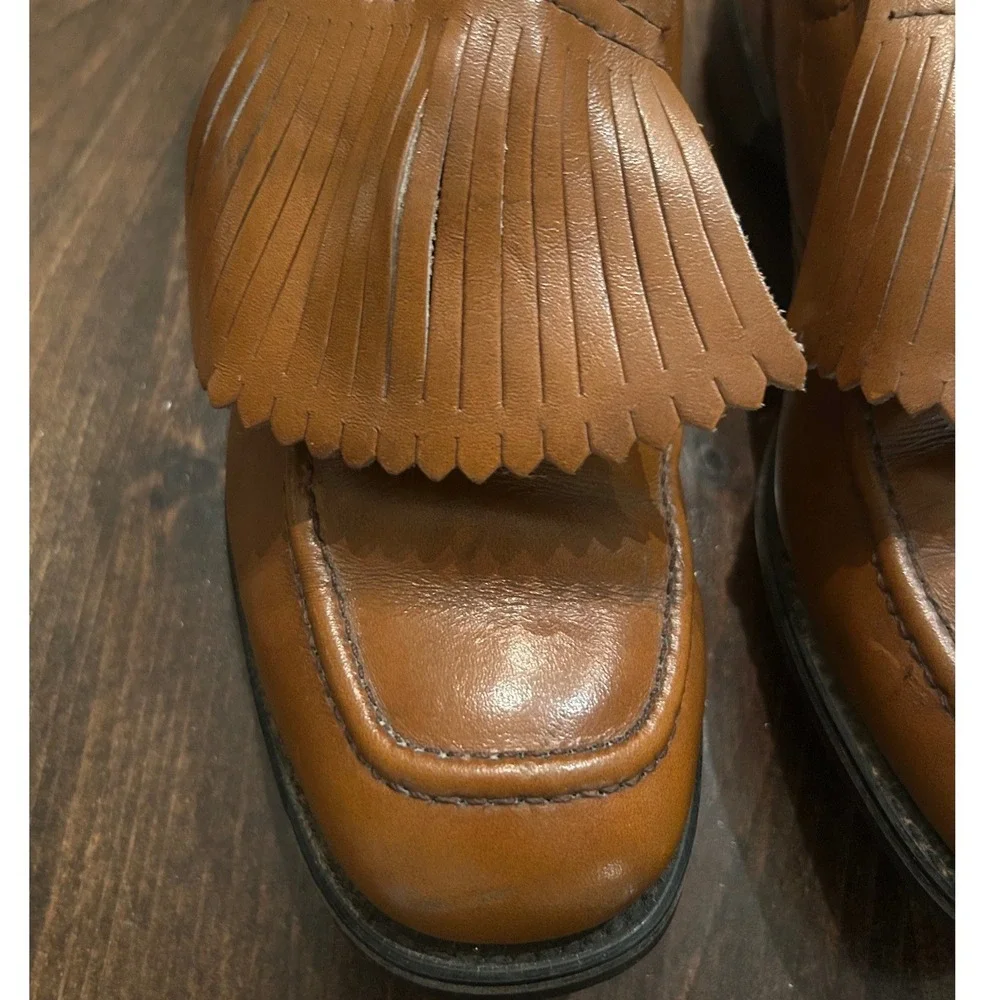 Vintage Etonic Mark V Golf Shoes 9.5 Leather Kiltie Fringe Spiked Retro Fairway